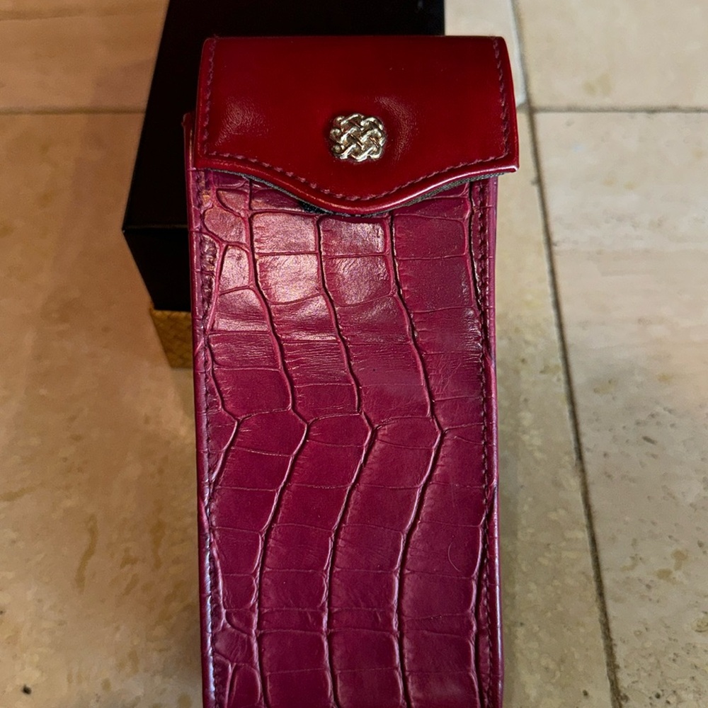 Red leather double eyeglass case
